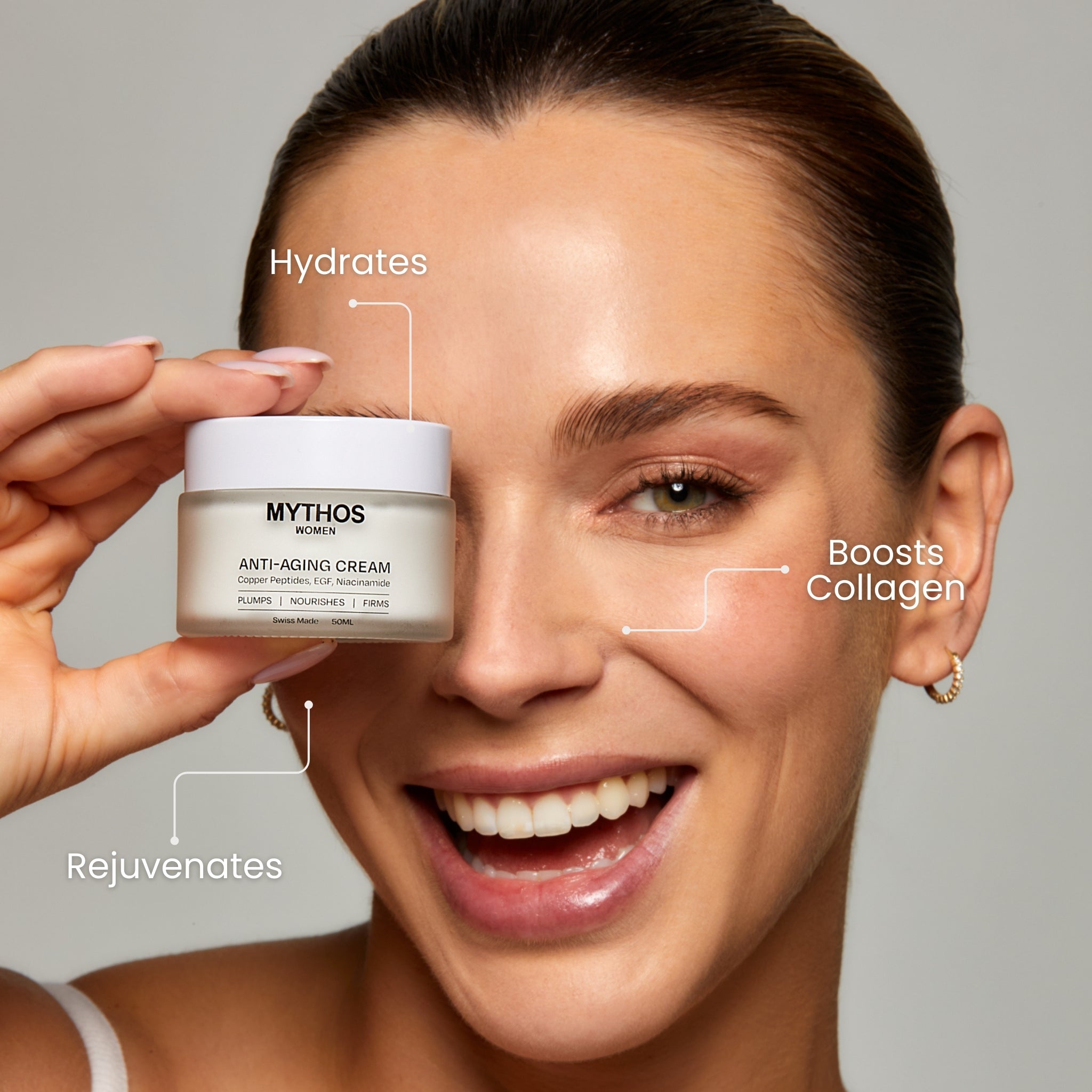 Women's anti-aging cream benefits — copper peptides, niacinamide and EGF for firming and brightening