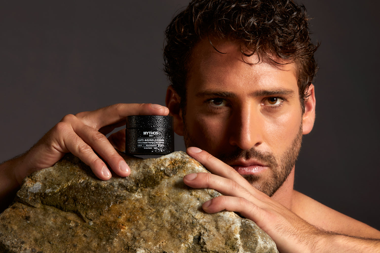 Mythos Men's Anti-Aging Cream lifestyle — men's daily skincare routine morning application